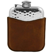 english-pewter-company-6oz-captive-top-hammered-purse-flask-and-pouch---silverbrown-34473131