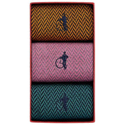 Zestaw 3 par skarpet London Sock Company Bond St. Herringbone – niebieski/różowy/żółty