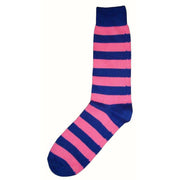 Bassin and Brown Striped Midcalf Socks - Royal Blue/Pink