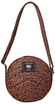 Roka Paddington Mała torba na ramię z płótna z recyklingu - Mini Leopard Brown