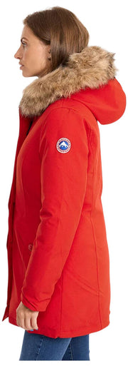 Helvetica Mountain Pioneers Kurtka parka z kapturem Lilli - czerwona/naturalna