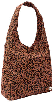Roka Hoxton Duża torba na ramię z bawełnianego płótna - Mini Leopard Brown
