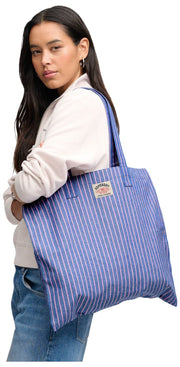 Torba materiałowa Superdry & Co Oxford Stripe – Broker granat/różowy pasek