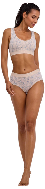 Dwupak hipsterskich fig Falke Daily Comfort Print - beżowy/niebieski