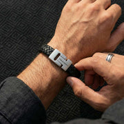 steel-barnett-harrison-thick-braided-leather-bracelet---blacksilver-35896646