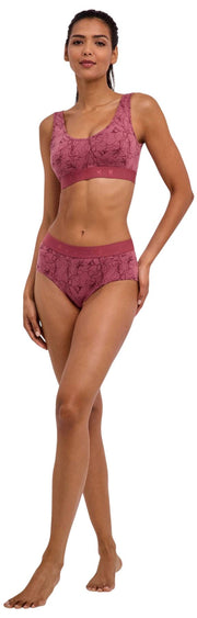 Dwupak biustonosza z gorsetem Falke Daily Comfort Print – czerwony