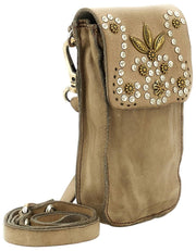 Torba na telefon Campomaggi Siena Stud - Ice Beige