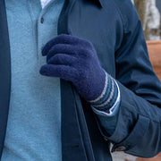 Rękawiczki Dents Salcombe Rib Knit - granatowe