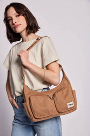 Torba na ramię Hindbag Emile z wieloma kieszeniami - cynamonowy brąz