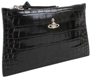 Kopertówka Vivienne Westwood Small Croc z płaskim zamkiem - czarna