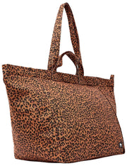 Roka Marylebone Duża torba z bawełnianego płótna, oversize - Mini Leopard Brown