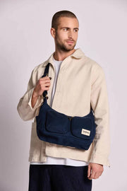 Torba na ramię Hindbag Emile z wieloma kieszeniami - granatowa