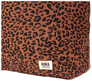 Roka Hoxton Duża torba na ramię z bawełnianego płótna - Mini Leopard Brown