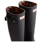 Kalosze Hunter Original Tall Leopard z paskiem na plecach - czarno/beżowe