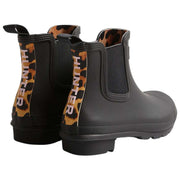 Buty Chelsea Hunter Original Leopard z paskiem na plecach – czarno/beżowe