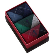 Zestaw 3 par skarpet London Sock Company Balmoral Argyle - czerwony/zielony/niebieski