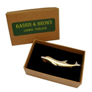 Bassin and Brown Dolphin Tie Bar - Silver/Gold
