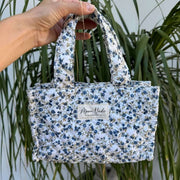 Wiosenna mini torba na zakupy Moon Nude - niebieska/biała/zielona