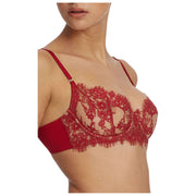 Koronkowy biustonosz balkonetka Skarlett Blue Entice – Lipstick Red/Nylon Tan