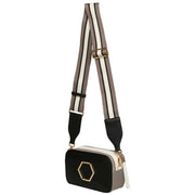 Alice Wheeler London Pimlico Honeycomb Tricolour Cross Body Bag - Black/Grey/White