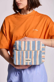 Hindbag Alix Extra Large Kosmetyczka - Pomarańczowe/Niebieskie Paski