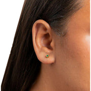 Beginnings 3mm Crystal Stud Earrings - Gold/Emerald Green