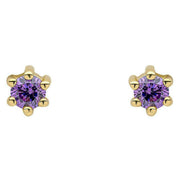 Beginnings 3mm Crystal Stud Earrings - Gold/Purple