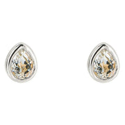 Beginnings April Semi-Precious Birthstone Earrings - Silver/White
