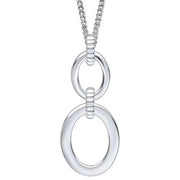 Beginnings Double Oval Drop Textured Connection Link Pendant - Silver