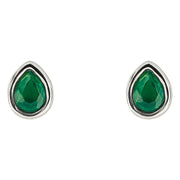 Beginnings May Semi-Precious Birthstone Earrings - Silver/Green