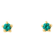 Beginnings Tiny Stud Earrings - Gold/Emerald Green