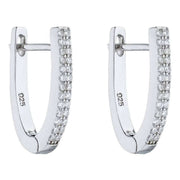 Beginnings U Shaped Hinged Gemstone Hoop Earrings - Silver