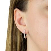 Beginnings U Shaped Hinged Gemstone Hoop Earrings - Silver