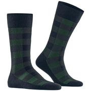 Burlington Buffalo Check Socks - Marine Blue