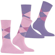 Dwupak skarpetek Burlington Everyday Argyle – Berry Pool Pink