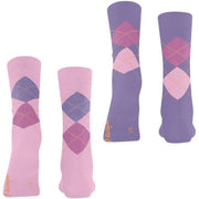 Dwupak skarpetek Burlington Everyday Argyle – Berry Pool Pink