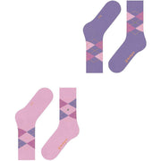 Dwupak skarpetek Burlington Everyday Argyle – Berry Pool Pink