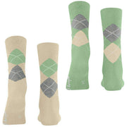 Dwupak skarpetek Burlington Everyday Argyle – kremowo-beżowy