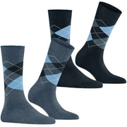Dwupak skarpetek Burlington Everyday Argyle – jasnoniebieski dżins