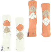 Dwupak skarpetek Burlington Everyday Argyle – białawy