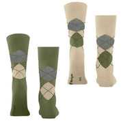 Dwupak skarpetek Burlington Everyday Argyle – zieleń Salvia