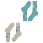 Dwupak skarpetek Burlington Everyday Argyle – Zemet Beige