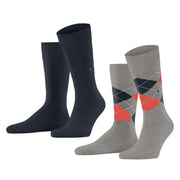 Burlington Everyday Argyle Mix 2-Pack Socks - Lunar Blue/Grey