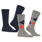 Burlington Everyday Argyle Mix 2-Pack Socks - Lunar Blue/Grey