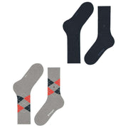 Burlington Everyday Argyle Mix 2-Pack Socks - Lunar Blue/Grey