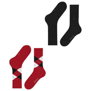 Burlington Everyday Argyle Mix 2-Pack Socks - Red Pepper/Black