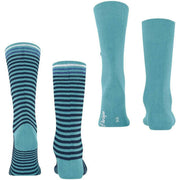 Dwupak skarpetek Burlington Everyday Stripe Mix – niebieski Key Largo