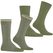 Dwupak skarpetek Burlington Everyday Stripe Mix – zieleń Salvia