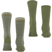 Dwupak skarpetek Burlington Everyday Stripe Mix – zieleń Salvia