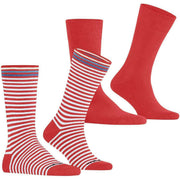 Zestaw 2 skarpetek Burlington Everyday Stripe Mix – czerwony tulipan